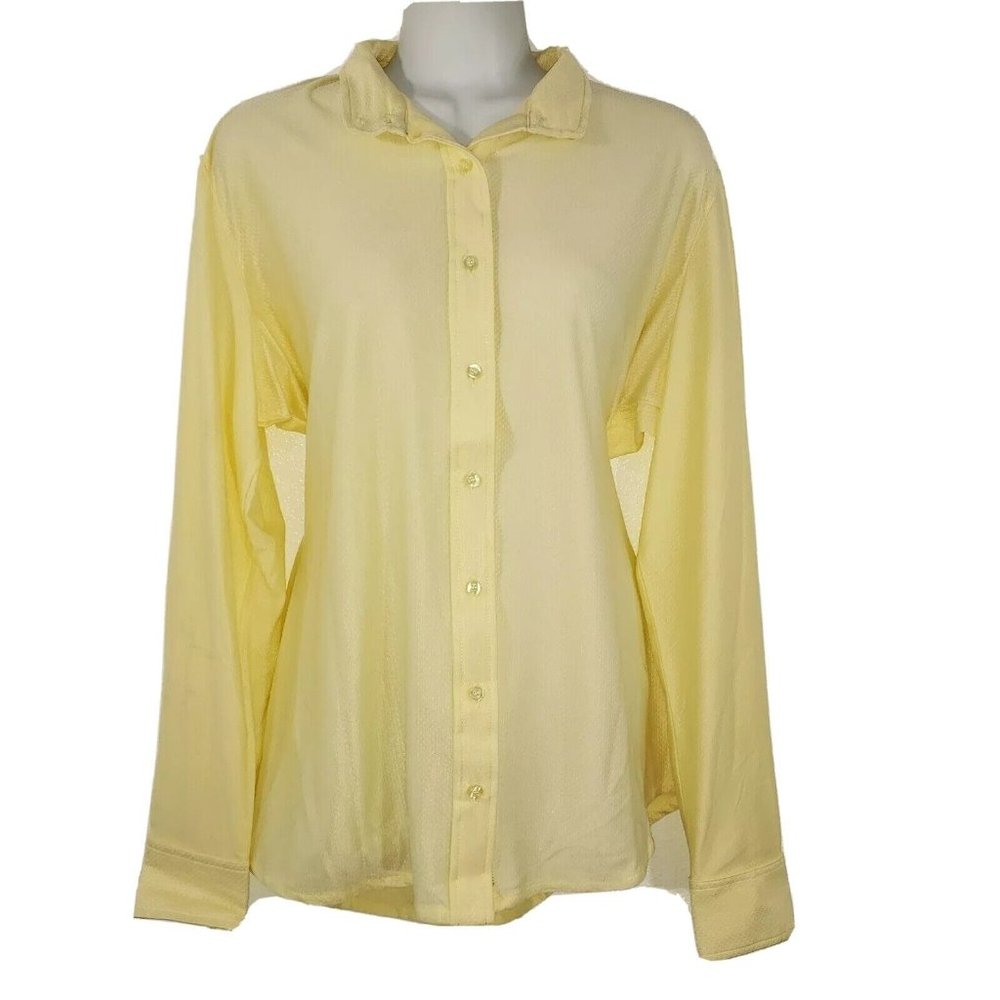 Ovation Womens Equestrian Top Button Stretch Blouse Shirt Yellow Size 38 Horse